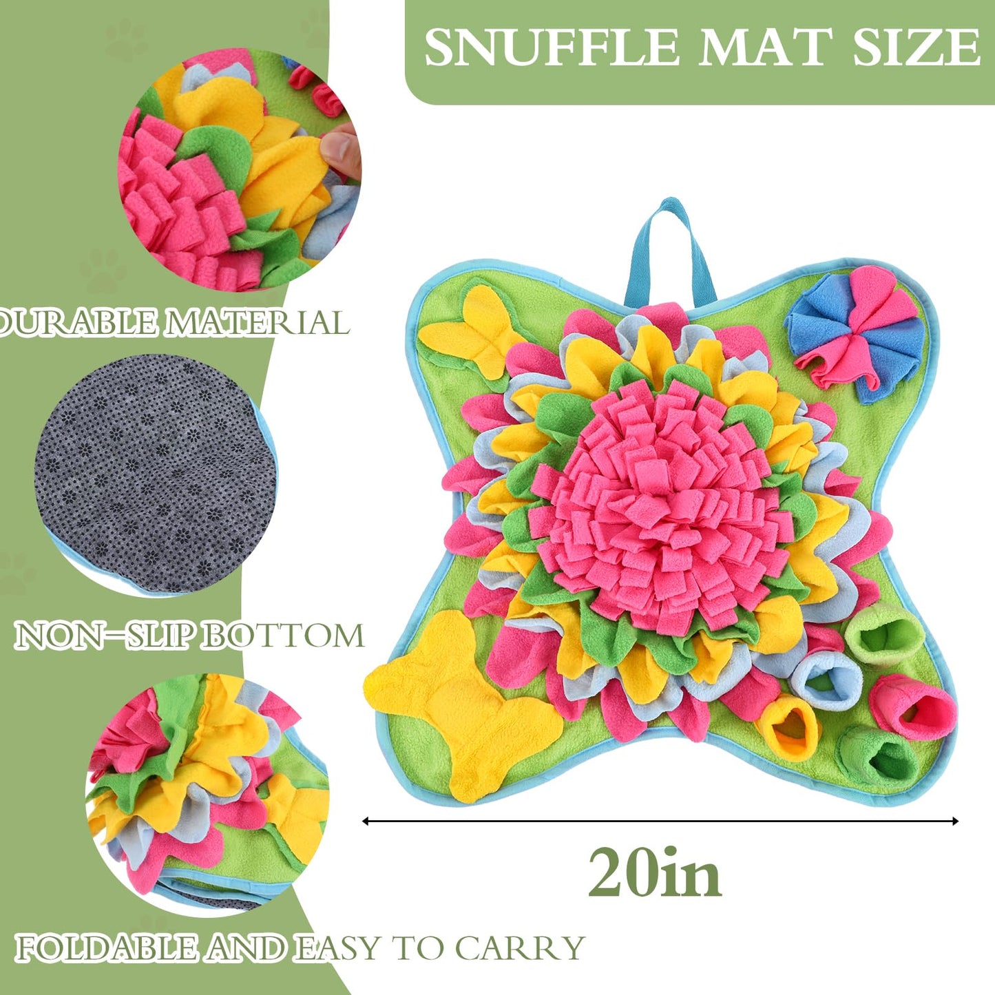 2 Pack Pet Snuffle Mat for Dogs Treat Interactive Dog Feeding Mat Dog Sniffing Mat Portable Dog Puzzle Toys for Small Medium Breed Dogs Puppy Foraging Feed Game