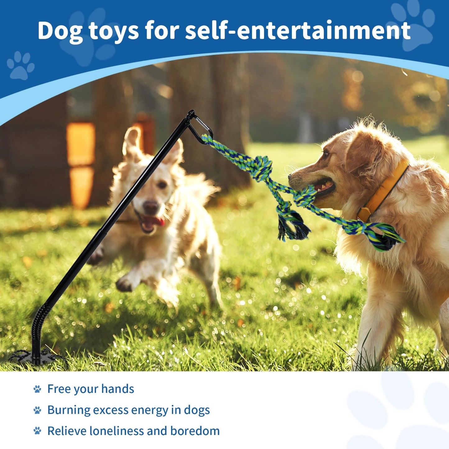 Outdoor Tug of War Dog Toy, Interactive Dog Toys with Chew Rope Toy Outside Play Equipment for Medium and Large Dogs in Yard, Park and Playground Self Play