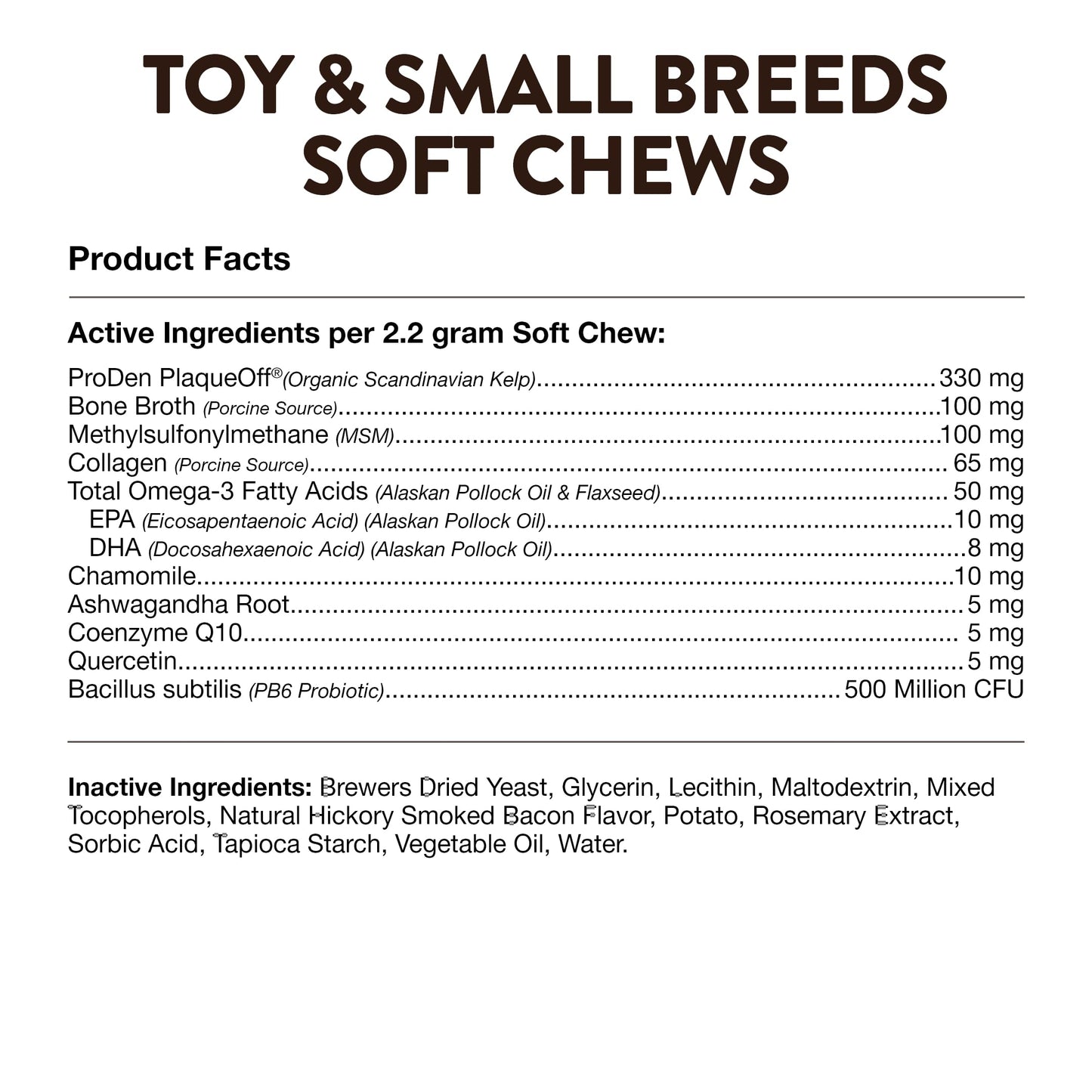 NaturVet Small Breeds Supplement- for Joint Support, Digestion, Skin, Coat Care- Dog Multivitamins with Minerals, Omega-3, PlaqueOff- Wheat-Free Vitamins for Dogs- Toy and Small Breeds- 60 Soft Chews