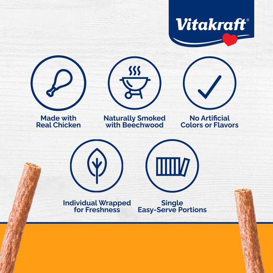 Vitakraft Treaties Dog Chew Sticks - Treats Made with 90% Chicken - Soft Jerky Treats - Dog Chews No Rawhide, 56-Sticks