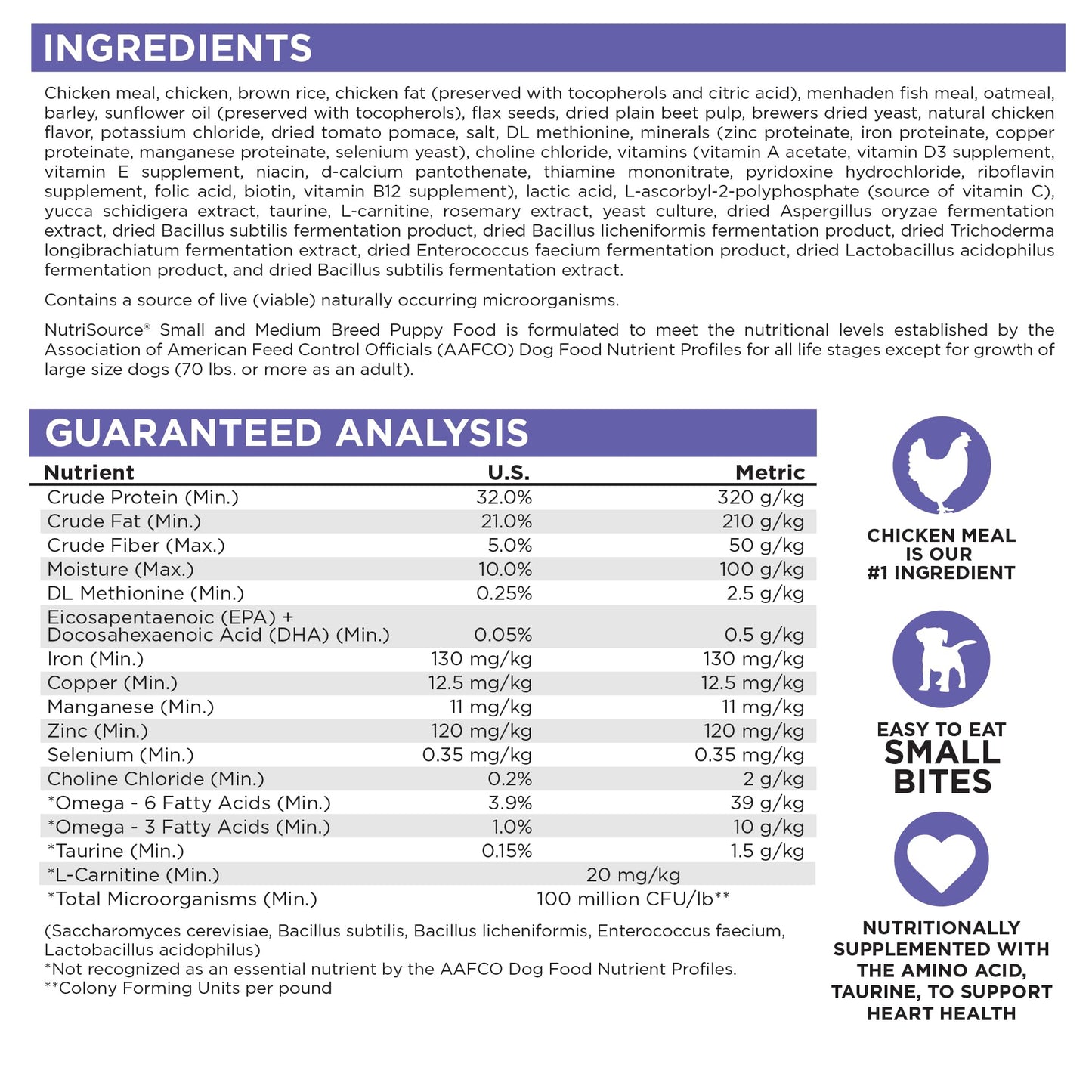 NutriSource Puppy Food for Small and Medium Breeds, Chicken Meal and Rice, 4LB