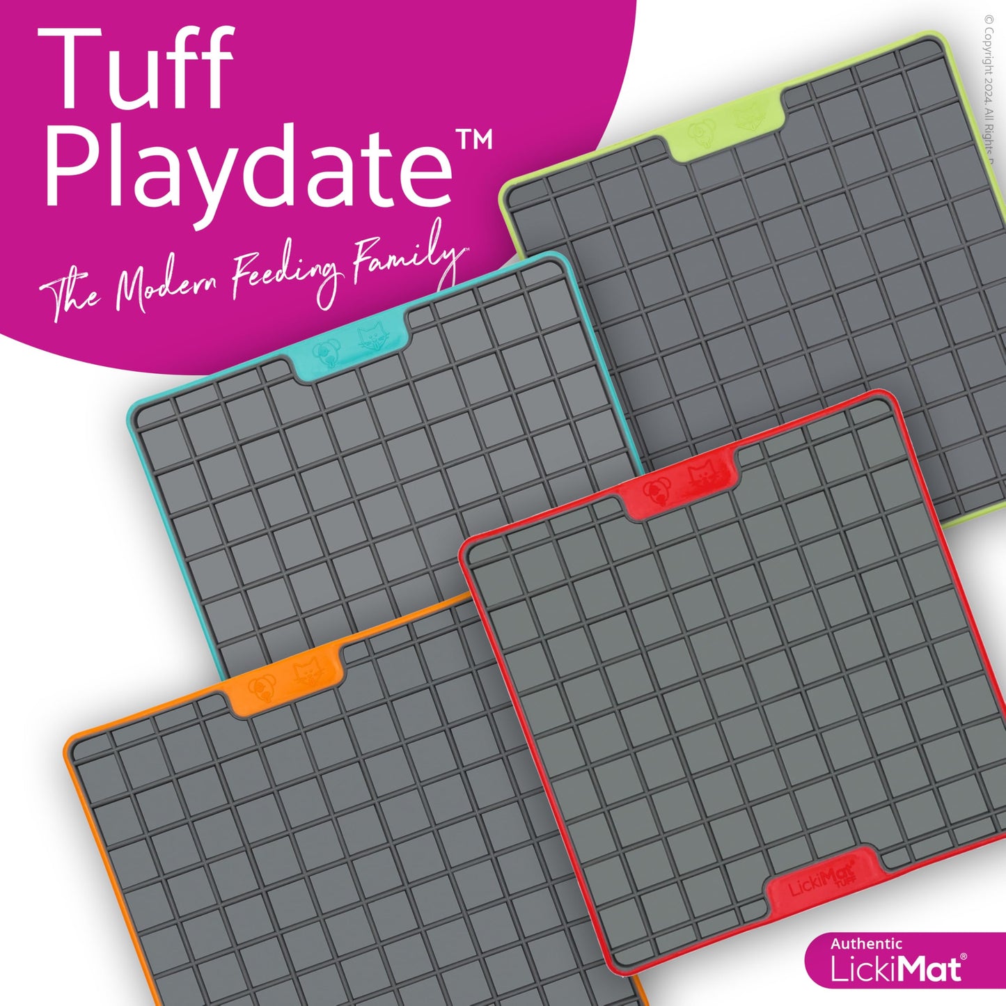 LickiMat Tuff, Heavy-Duty Playdate, Dog Slow Feeder Lick Mat, Boredom Anxiety Reducer; Perfect for Food, Treats, Yogurt, or Peanut Butter, Fun Alternative to a Slow Feed Dog Bowl, Turquoise