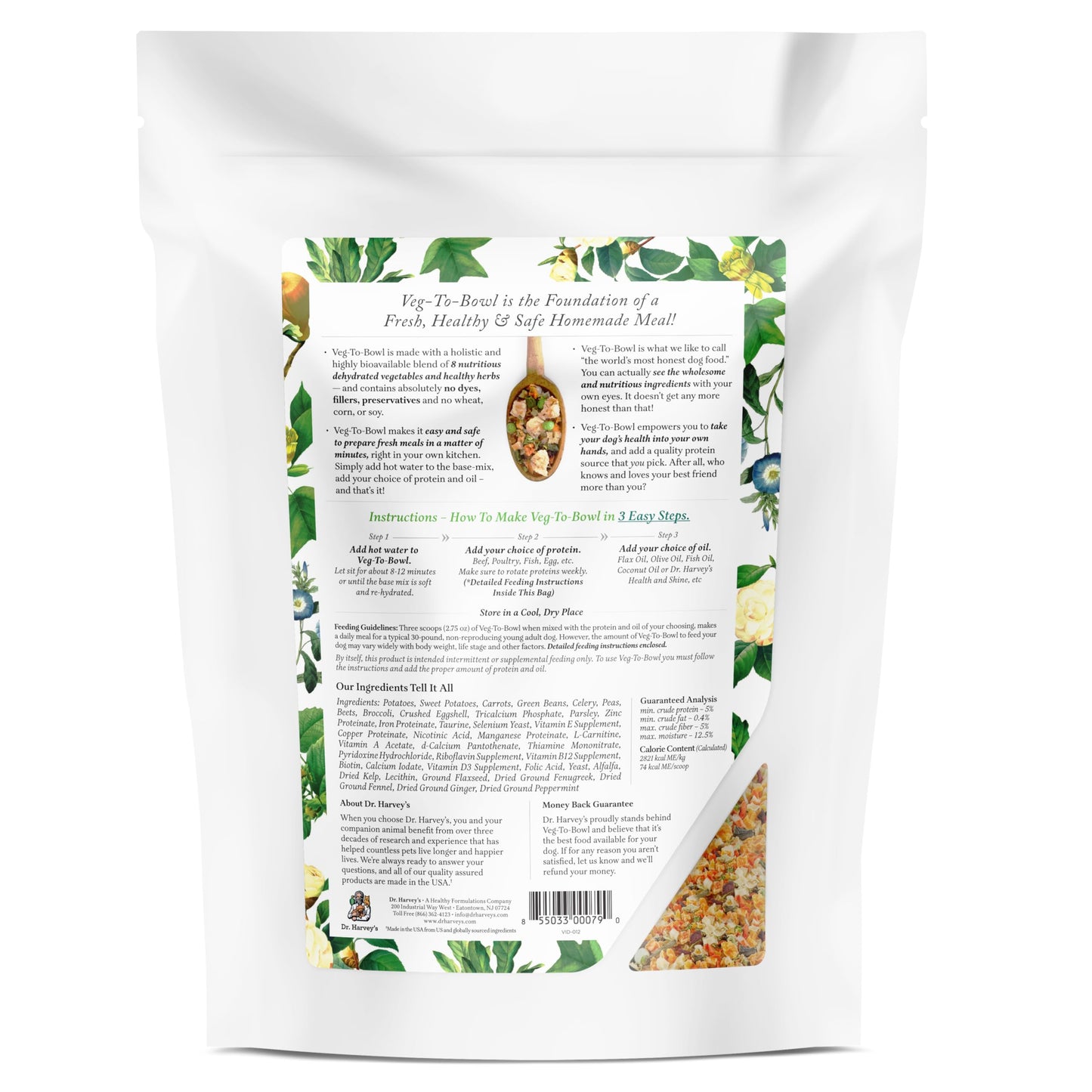 Dr. Harvey’s Veg-to-Bowl Pre-Mix Dog Food, Grain Free for a Whole Food Diet (5 pounds)