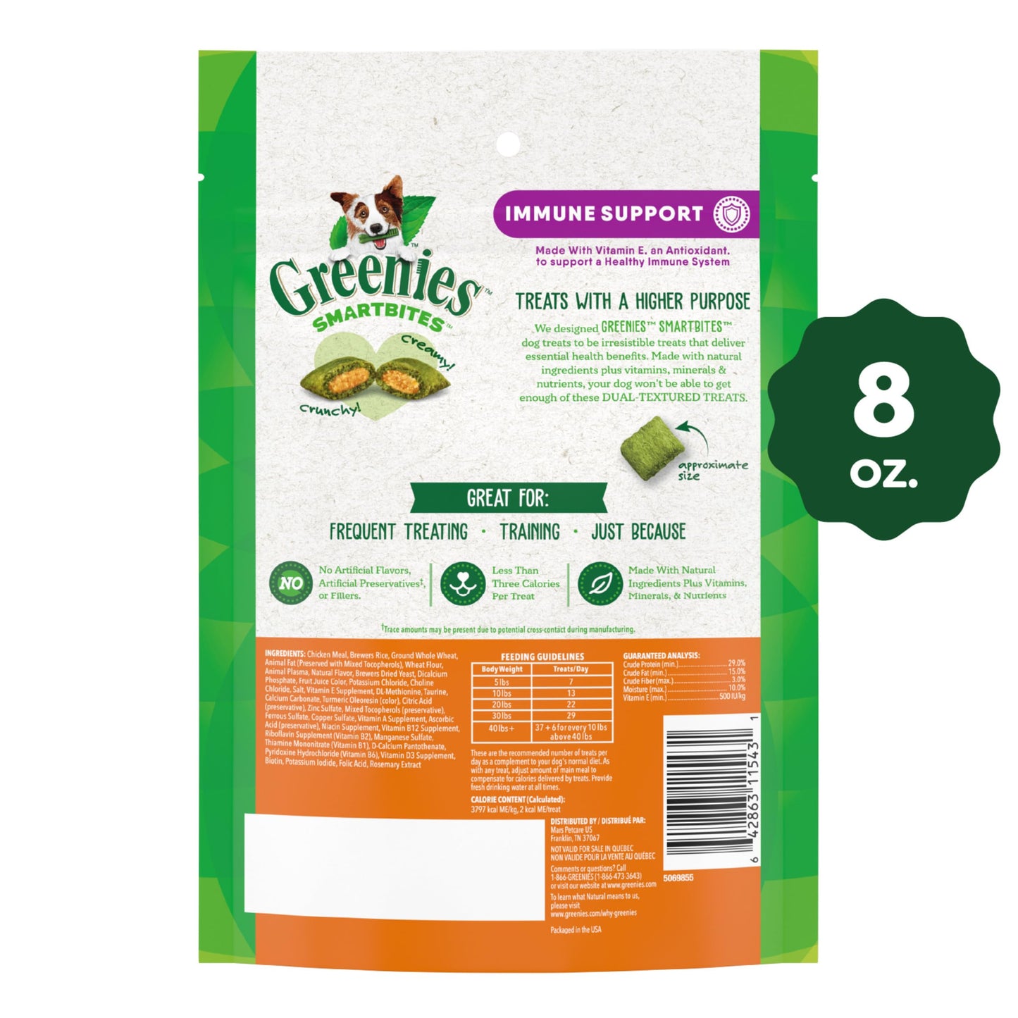 Greenies Smartbites Immune Support Crunchy & Soft Dog Treats, Chicken Flavor, 8 oz. Pack