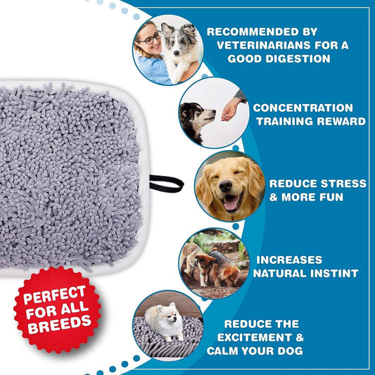 LAMTWEK Snuffle Mat for Dogs, 17" x 21" Dog Snuffle Mat Interactive Feed Game for Boredom, Encourages Natural Foraging Skills and Stress Relief, Easy to Fill Machine Washable
