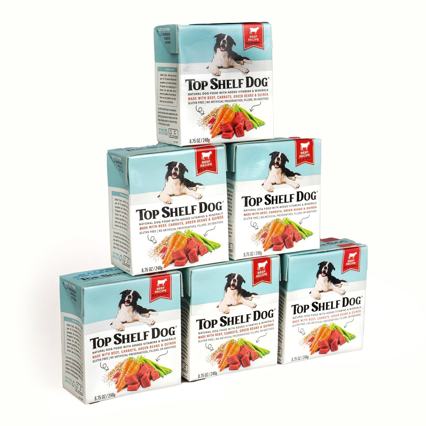 Fresh Dog Food, All Natural Complete Meal or Kibble Topper, Shelf Stable Premade Wet Recipe with Added Vitamins & Minerals for Picky Eaters Puppies Seniors (Beef, 6 x 8.75oz Cartons)