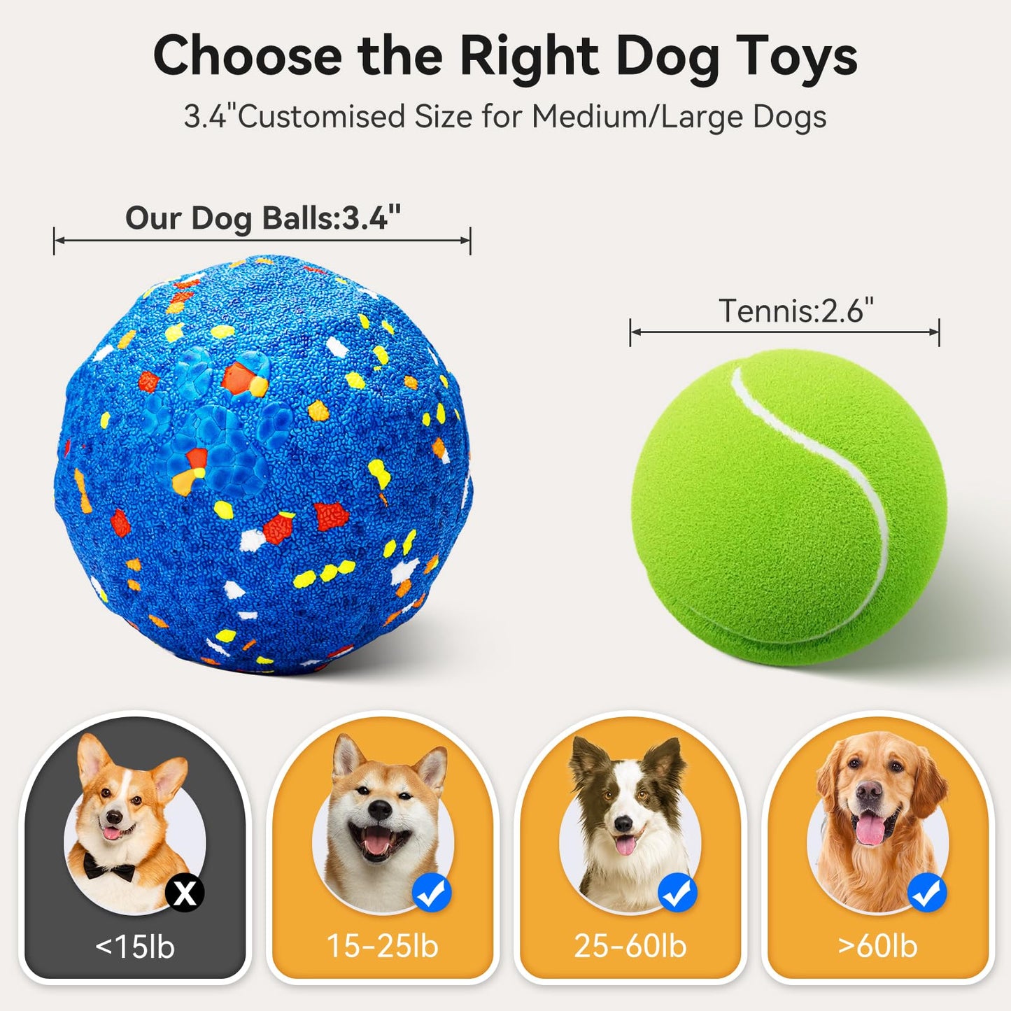 2025 Smart Interactive Dog Toys for Aggressive Chewers, Self Moving Interactive Dog Ball, Automatic Vibrating Toy, E-TPU Material Chew Proof Design for Boredom & Training for Medium and Large Dogs