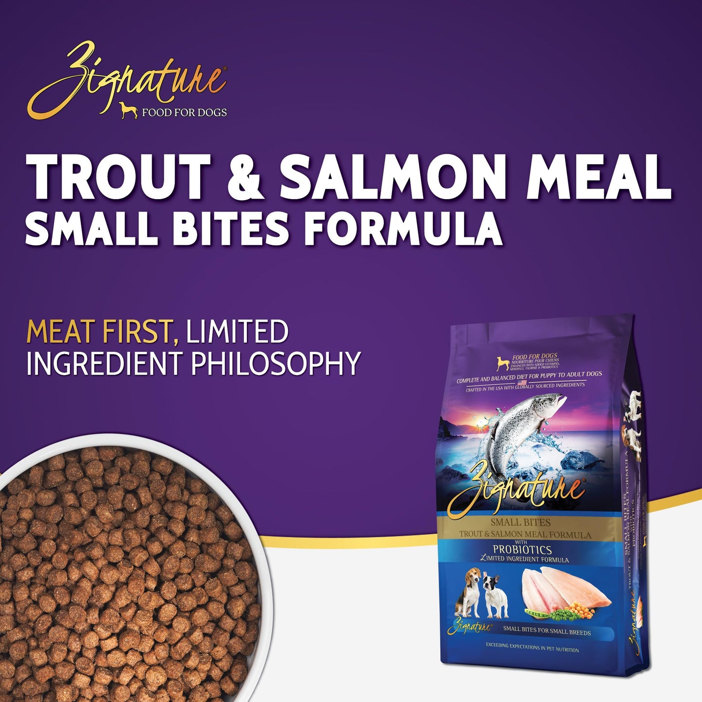 Zignature Trout & Salmon Limited Ingredient Formula Dry Dog Food Small Bites 4lb