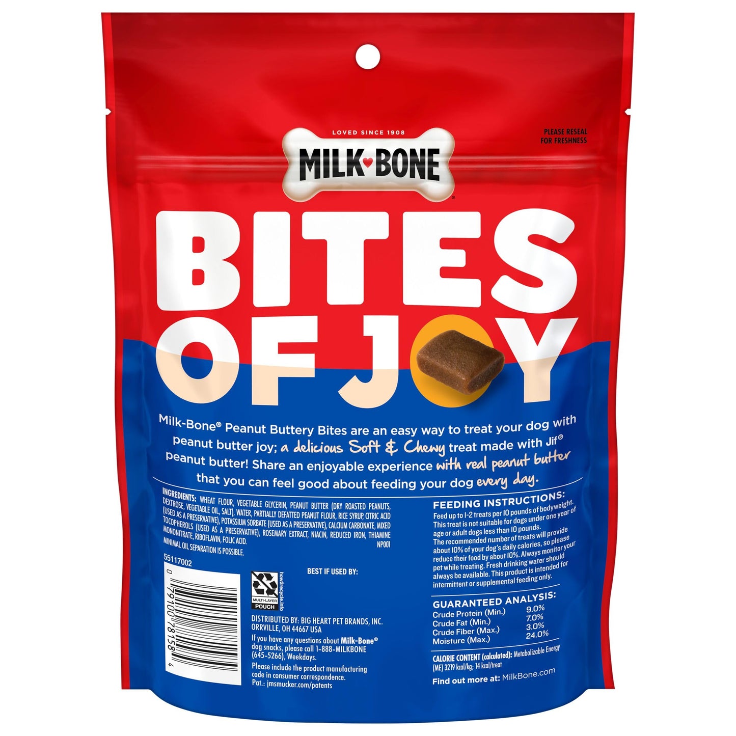 Milk-Bone Peanut Buttery Bites Soft Dog Treats with Jif Peanut Butter, 11.8 Ounce Bag