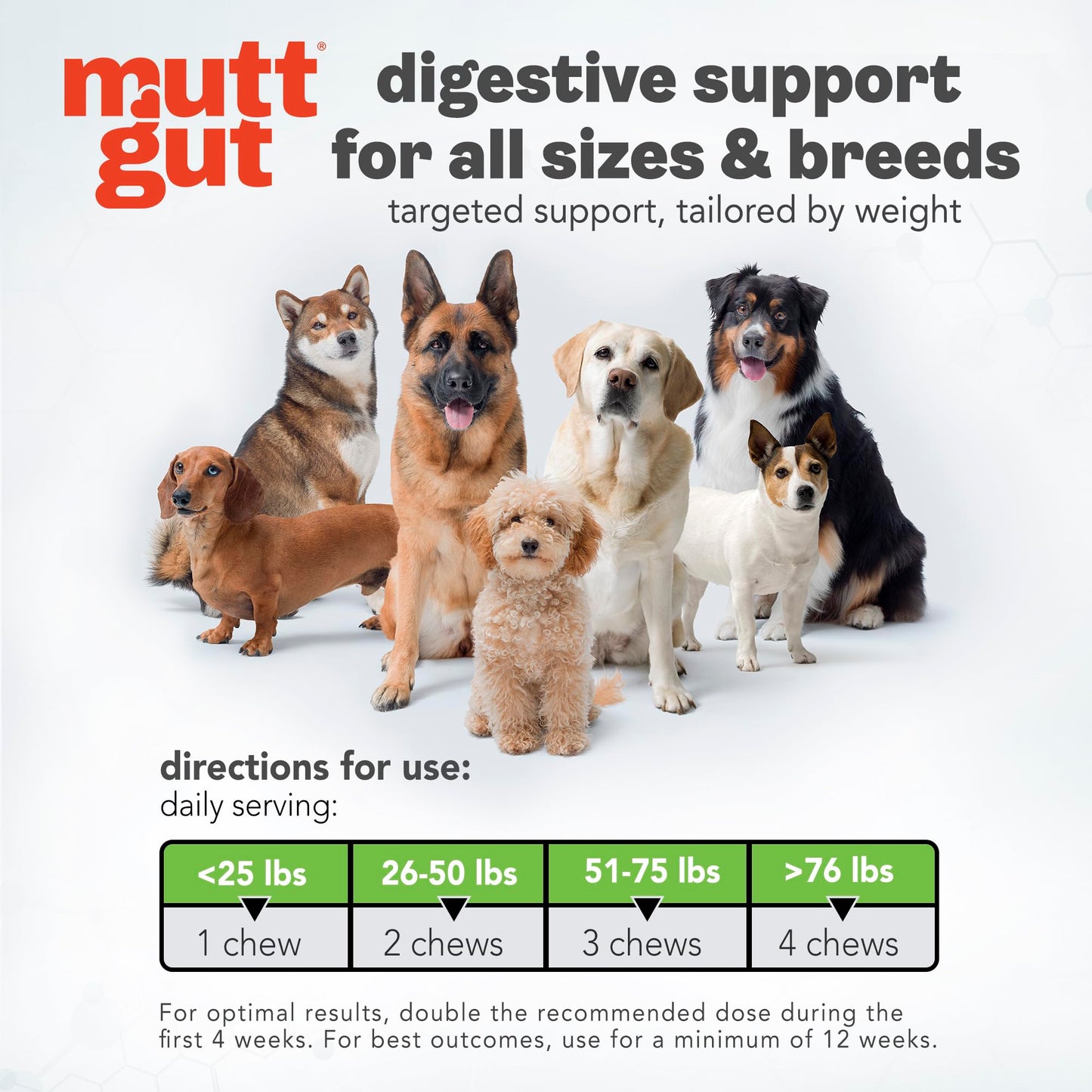 MuttGut® 3-in-1 Puppy & Dog Probiotics + Prebiotics + Postbiotics Chews - Promotes Digestive Health, Supports Immune System and Overall Health - Dog Diarrhea Relief & Immune Support - 60 Soft Chews