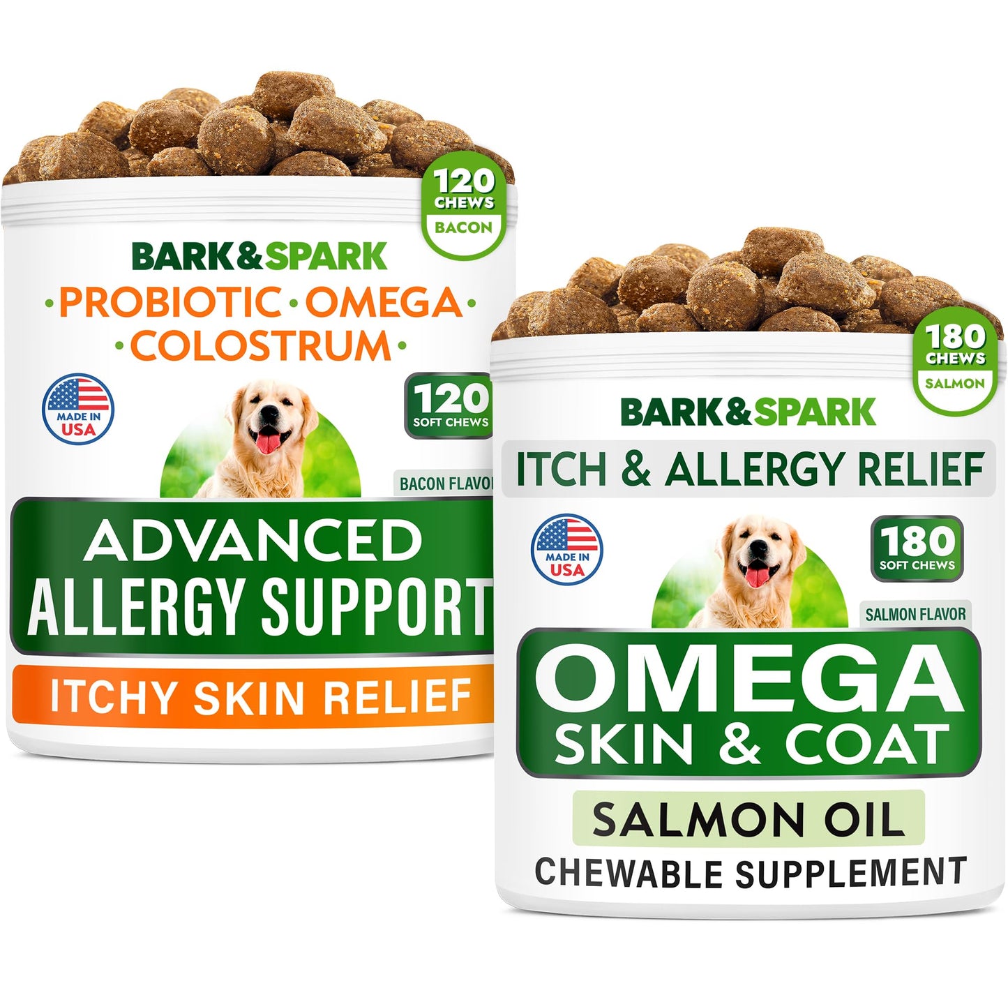 Allergy Itch Relief + Omega 3 for Dogs - Skin Allergy, Itch Relief, Hot Spots Treatment - Joint Health - Skin and Coat Supplement