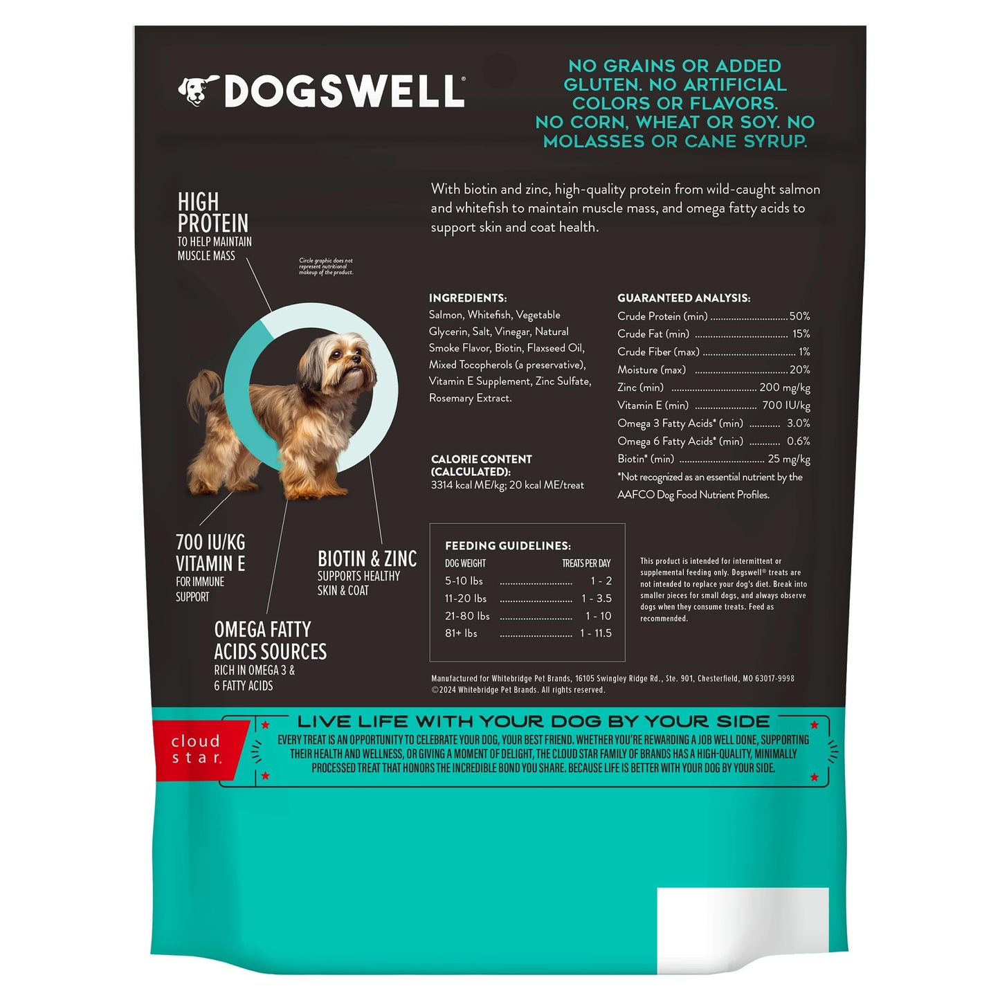 Dogswell Skin & Coat Mini Jerky Dog Treats, Salmon, 4 oz. Bag