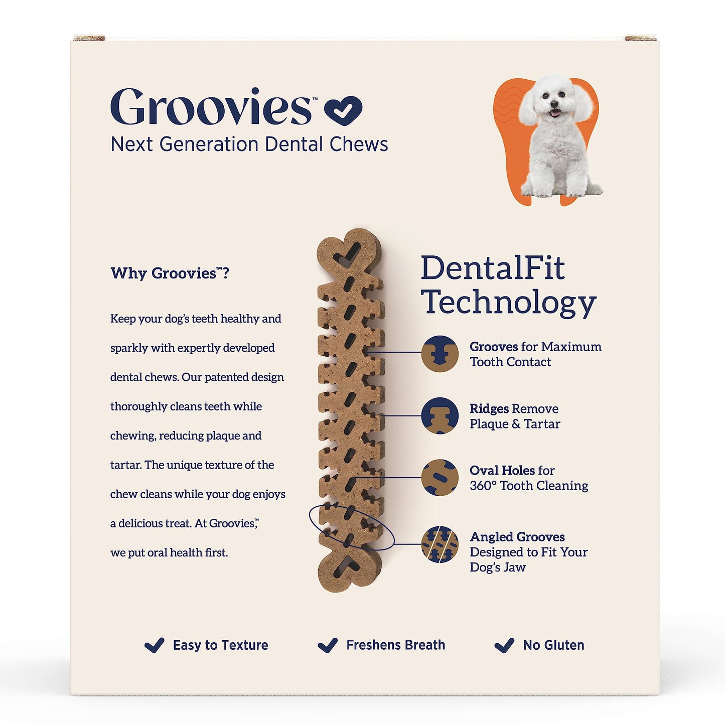 Groovies Original Dog Dental Chew Individually Wrapped Small (40 ea)