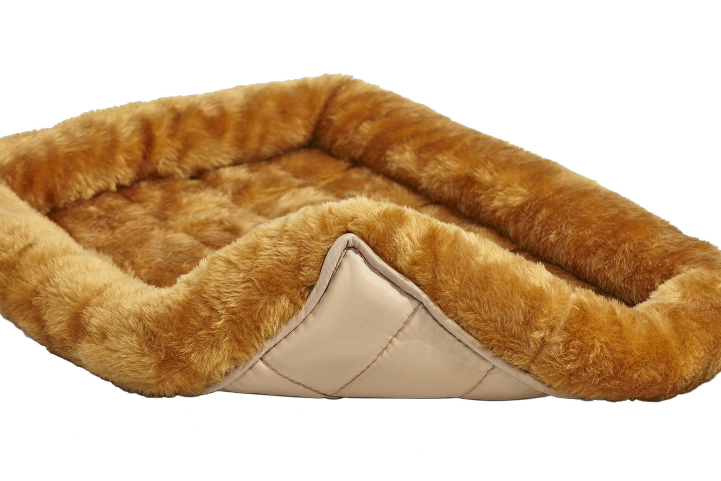 MidWest Homes for Pets QuietTime Dog Bed – Cinnamon Faux Fur Bolster, Ultra-Soft and Machine Washable, Fits 30-Inch Crates and Carriers, for Medium Breed Dogs