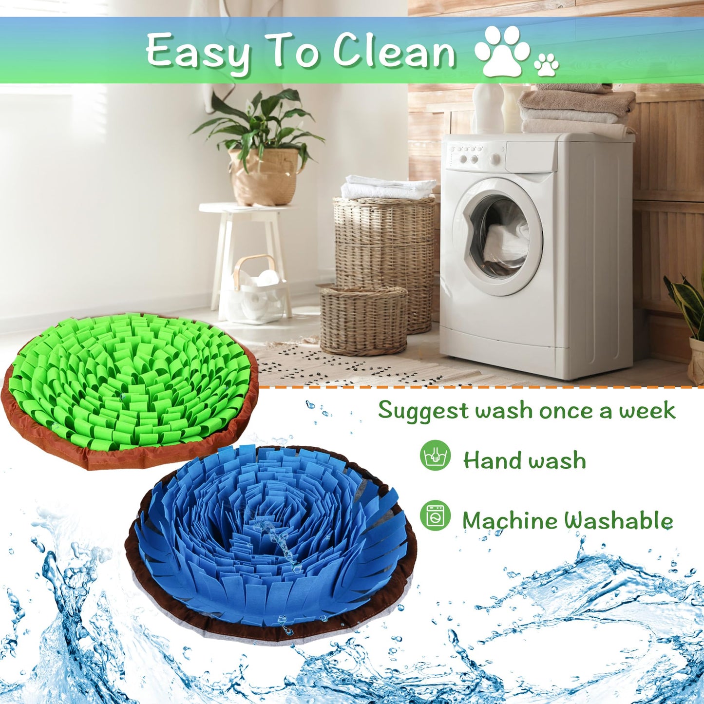 DiDiBirDi 2-Pack Snuffle Mat for Dogs, Adjustable Size Encourages Natural Foraging Skills for Cat and Rabbit or Other Pet