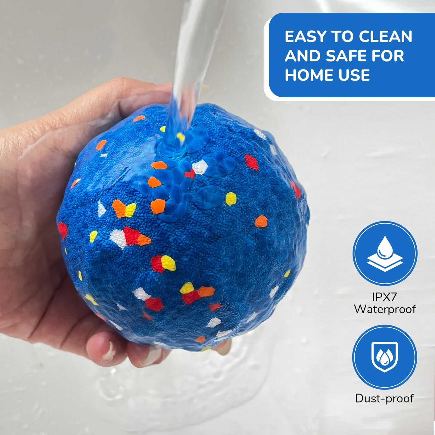 Smart Interactive Dog Toys【New E-TPU Material】 Automatic Moving, Crazy Bouncing and Rotating Interactive Dog Ball,IPX7 Waterproof Design,Pet Active Rolling Ball for Medium and Large Dogs (Blue)