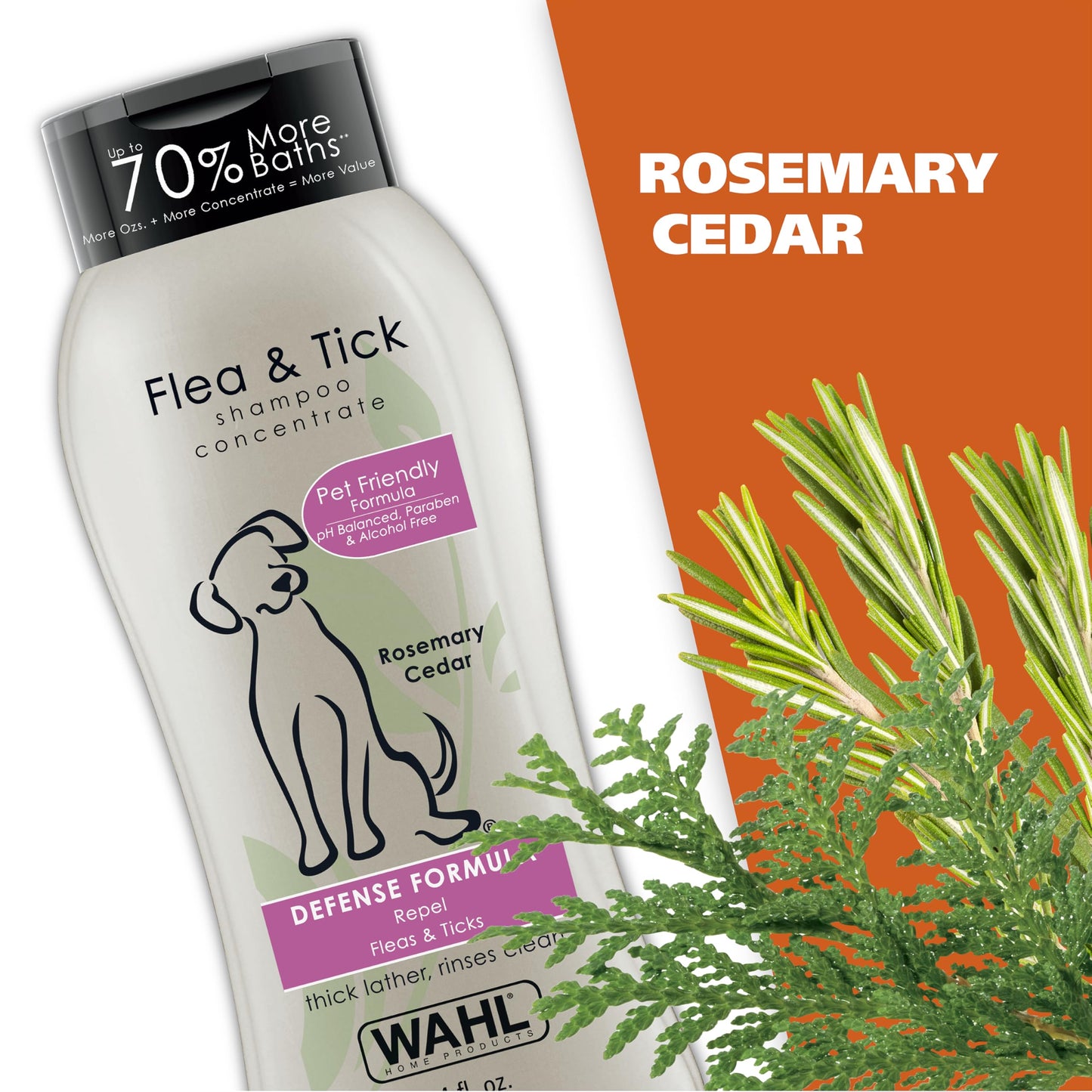 Wahl USA Flea & Tick Repelling Dog Shampoo – Defense Formula with Rosemary & Cedar Scent – 24 Oz - 820007T