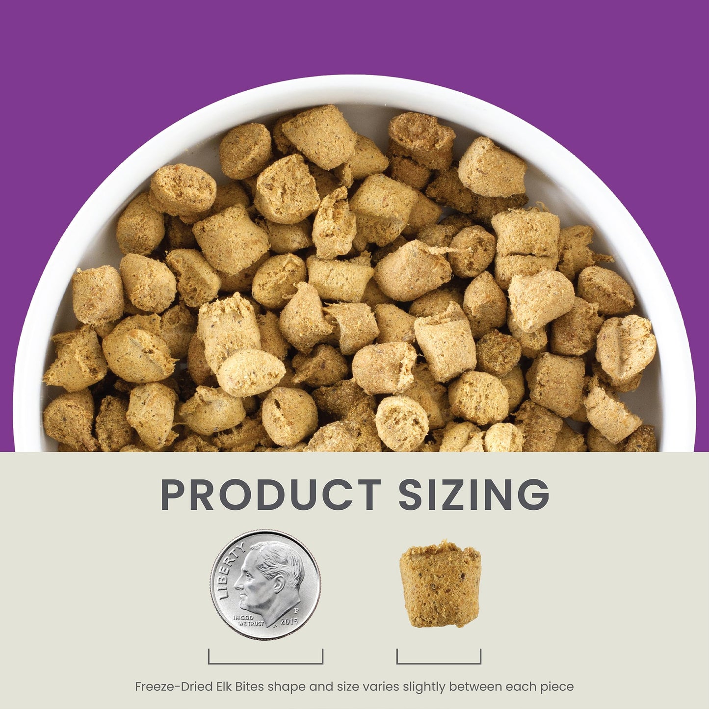 Muenster Freeze Dried Elk Bites - Dog Food, Treat, Mixer or Topper (16oz) - Grain-Free