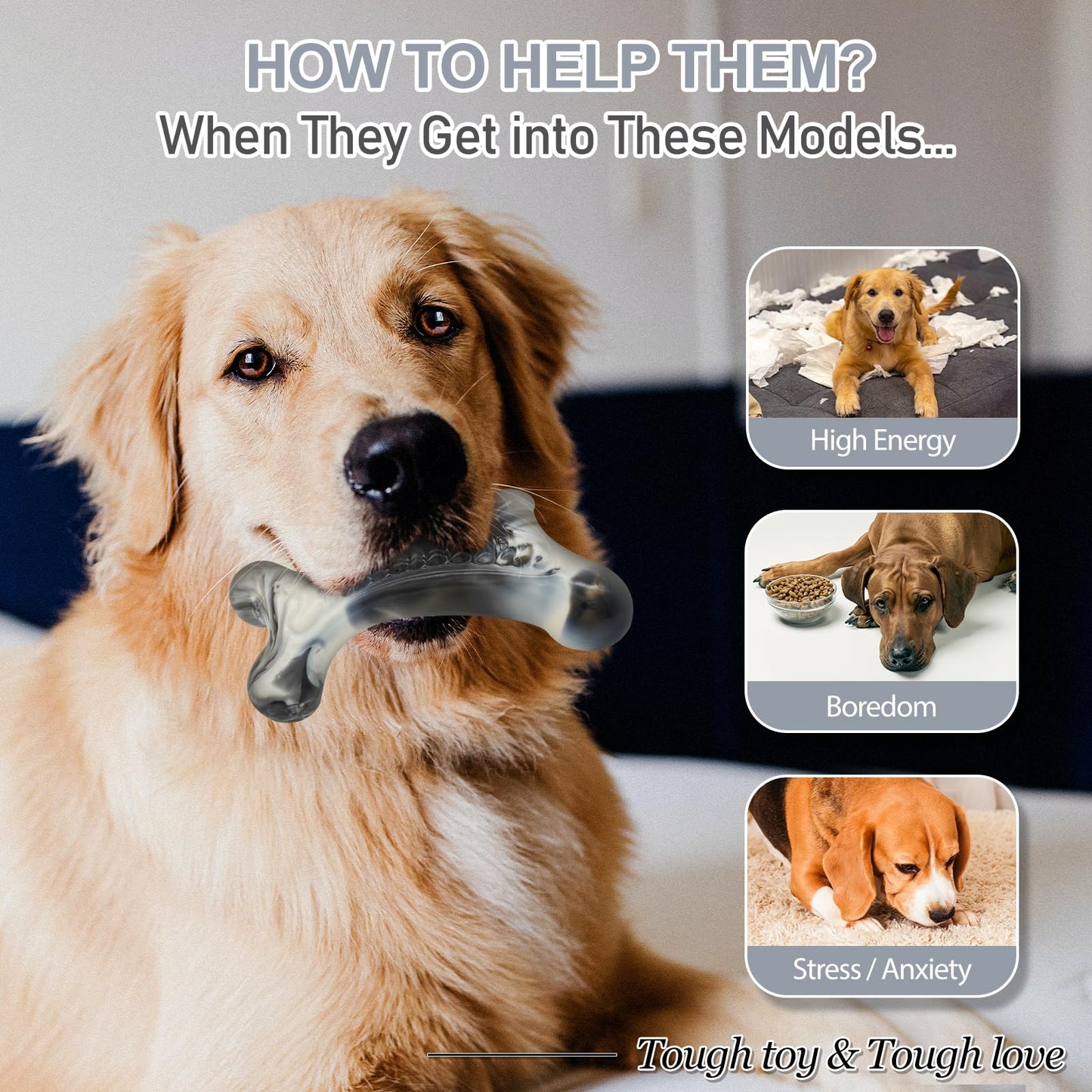 WinTour Tough Dog Toys for Aggressive Chewers, Hard Indestructible Dog Toys to Keep Them Busy, Nylon Durable Interactive Chewers for Medium & Large Breeds