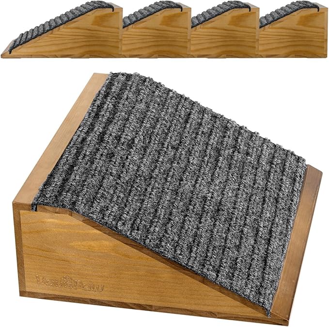 Dog Ramp for Stairs, Non-Slip Dog Stairs, Low-Angled Pet Ramps for Small Dogs and Cats, Medium Dogs, Step and Stair Assist for Injured and Older Pet, Walnut, 4 Pack