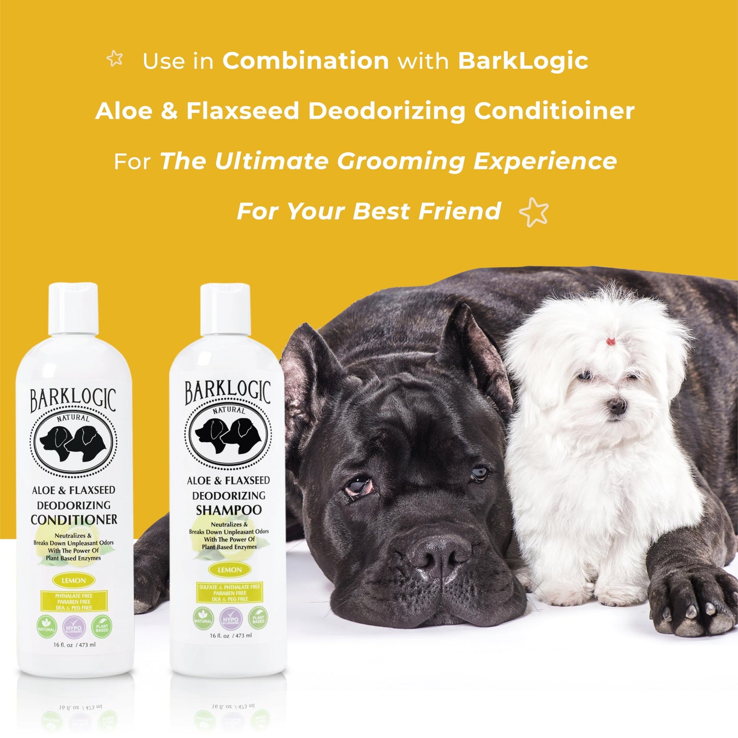 BarkLogic Deodorizing Lemon Dog Shampoo - Sulfate Free, No Phthalates, No Parabens, No PEG's, Made with Naturally Derived Ingredients
