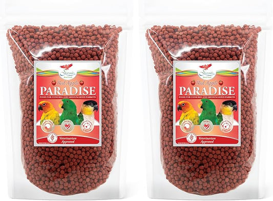 Scenic Apple Paradise Premium Parrot Food - Apple & Natural Flavors, High Protein, Low Iron Conure Bird Food, Eclectus & Other Small Pet Parrots, Omega 3, Vitamins & Minerals, 2 LB (Pack of 2)