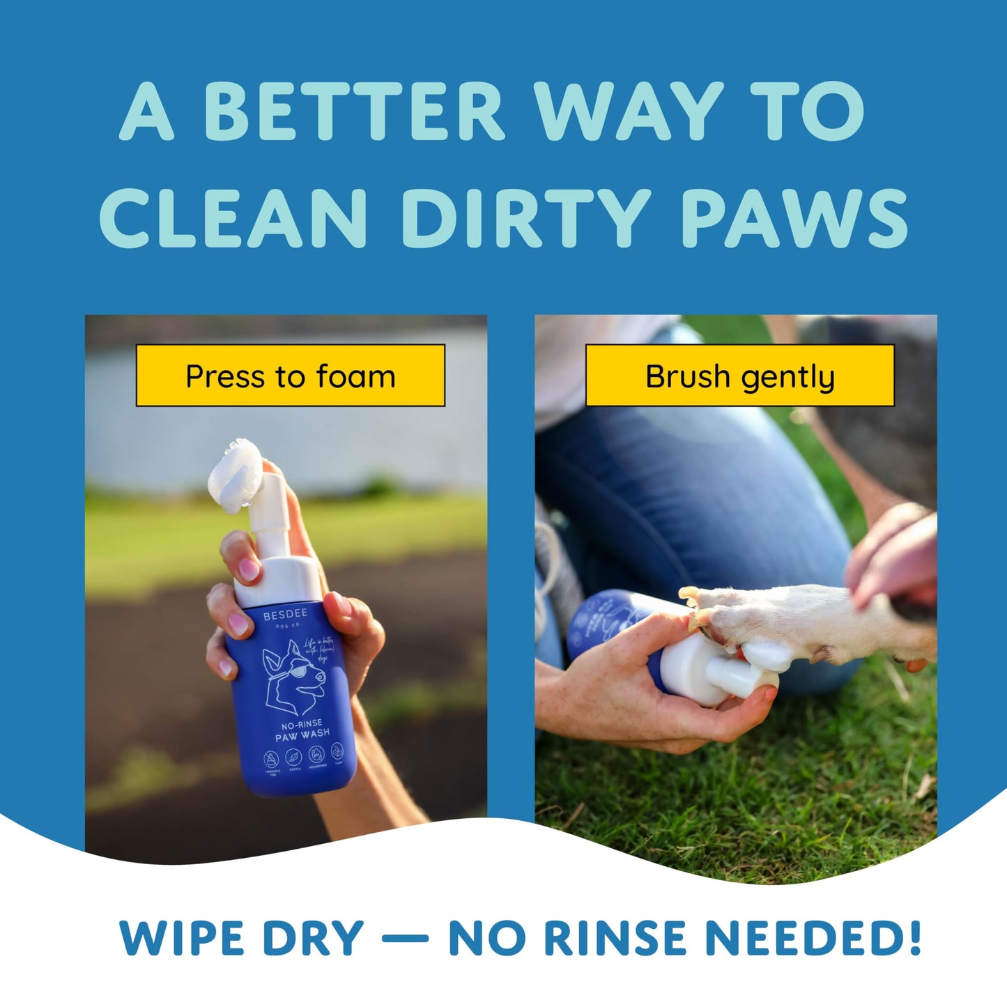 Dog Paw Cleaner Refill Tablets. 4 Natural No-Rinse Tablets Make 4 Bottles. Eco-Conscious Refills for Foaming Paw Wash. Hypoallergenic, Safe & Gentle for Daily Use. 200+ Washes.