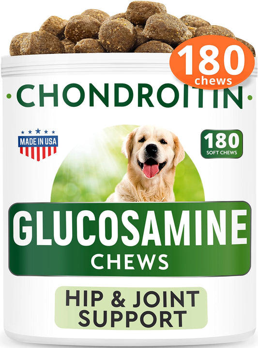 Glucosamine Dog Chews Bundle - Joint Pain Relief Supplement - Advanced Hip & Joint Support Formula with Chondroitin, MSM, Omega-3 - Hip & Joint Care - Made in USA - Bacon + Chicken Flavor - 300 Chews