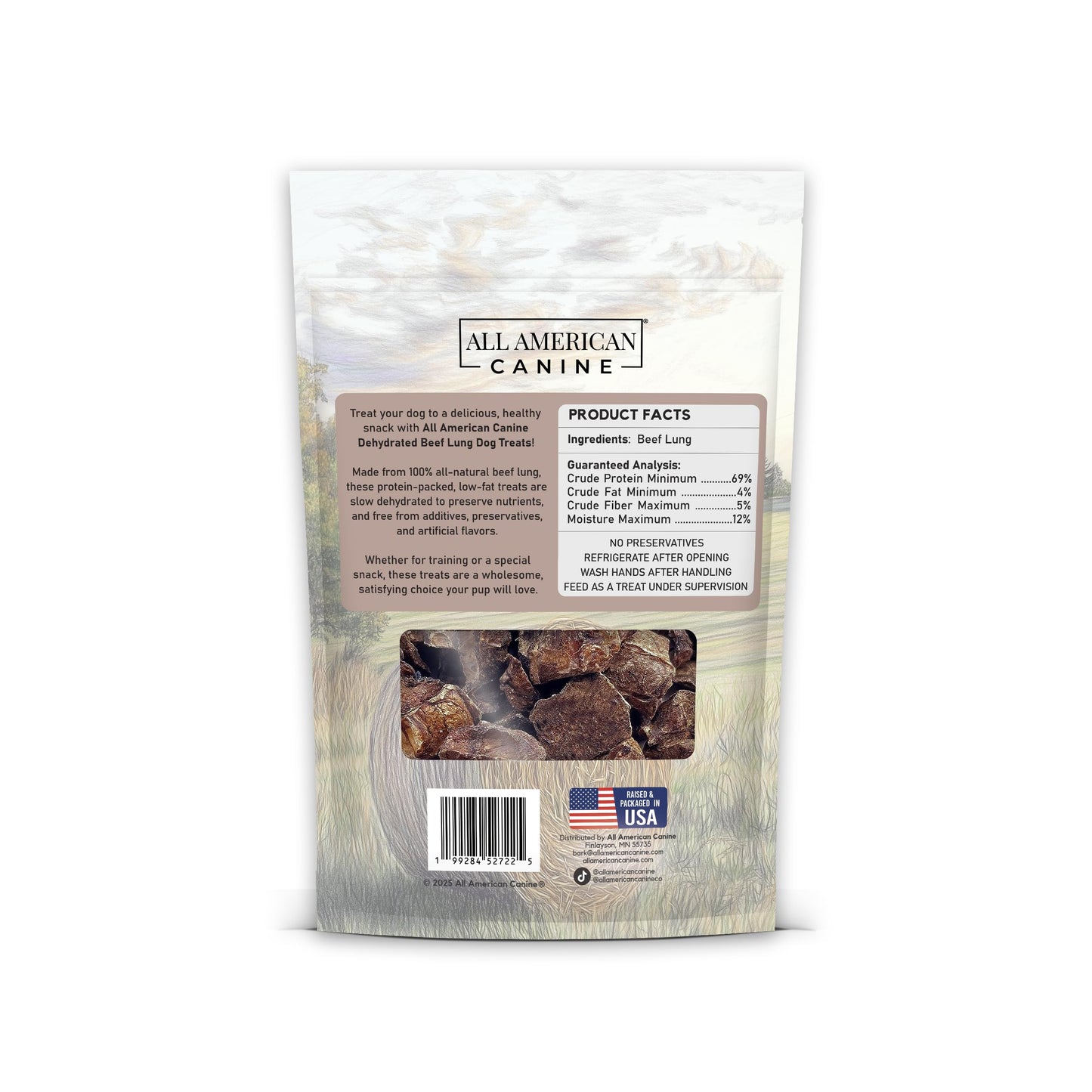 Beef Lung Dog Treats 4oz – Single Ingredient, Dehydrated High Protein Low FatTraining Snacks – All Natural and Made in The USA