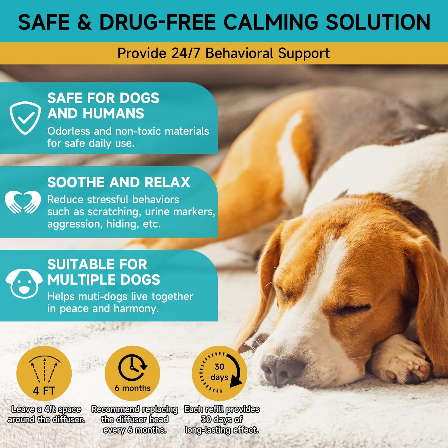 Woyamay 3-in-1 Dog Calming Diffuser & 200 Soft Probiotic Chews Bundle – Daily Support for Anxiety, Stress, Digestion & Immunity – A Soothing, Gut-Friendly Combo for a Healthier, Happier Pup