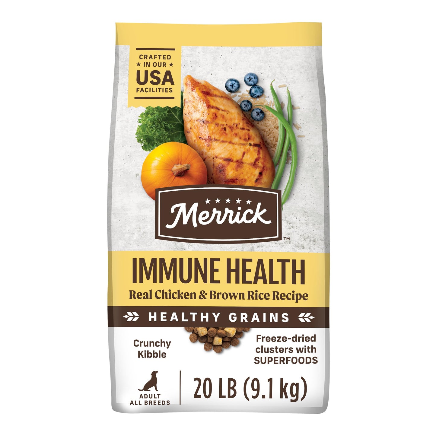 Merrick Immune Health Recipe, Healthy Grains Chicken Dry Dog Food with Freeze-Dried Clusters with Superfoods - 20 lb. Bag