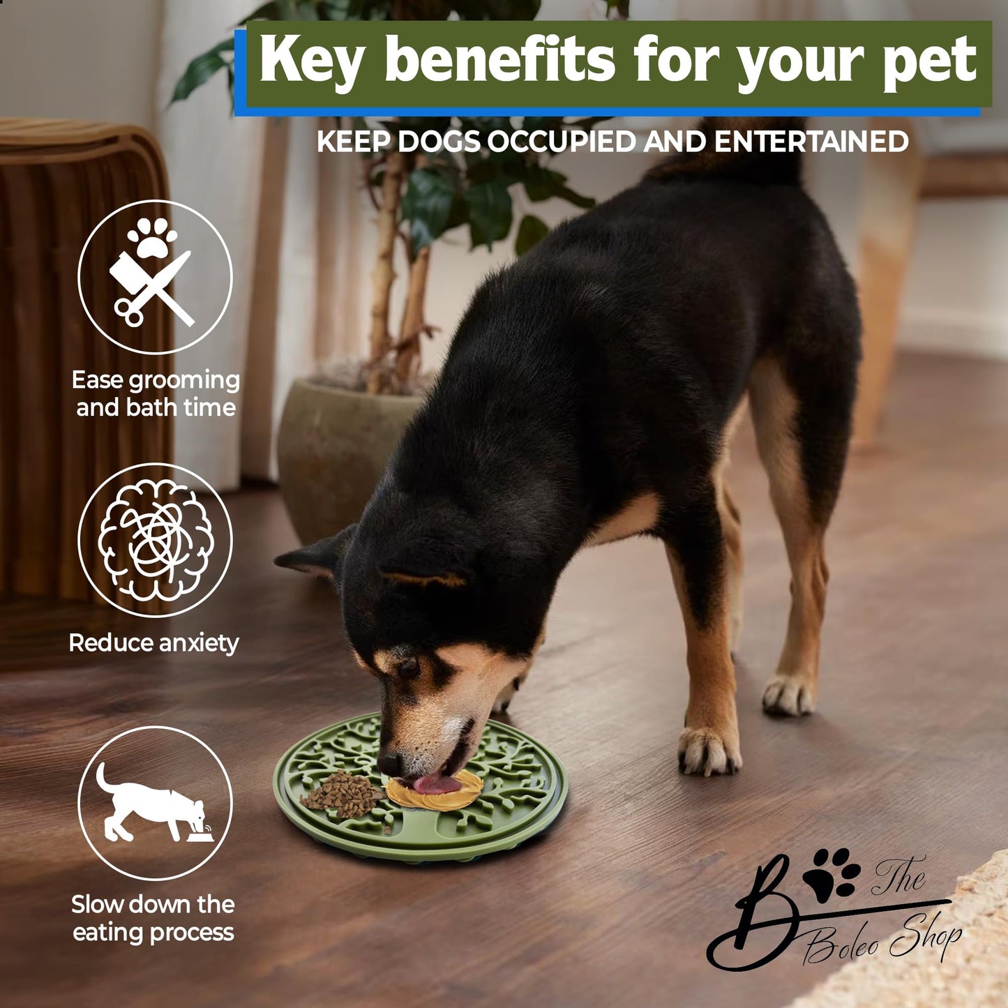 B The Boleo Shop Tree Design Lick Mat for Dogs and Cats, Slow Feeder, Anxiety Relief, Improve Grooming Session, Dog Toy to Keep Busy