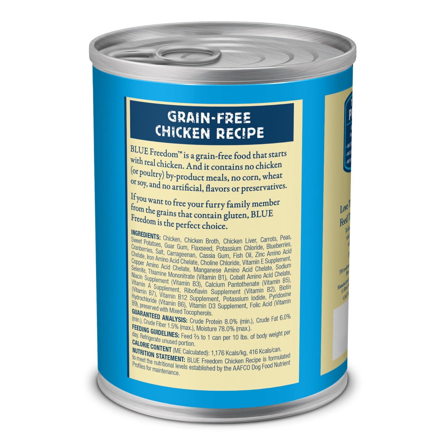 Blue Buffalo Freedom Grain-Free Wet Dog Food, Free of Glutens & Artificial Preservatives, Made with Natural Ingredients, Chicken Recipe, 12.5-oz. Cans (12 Count)