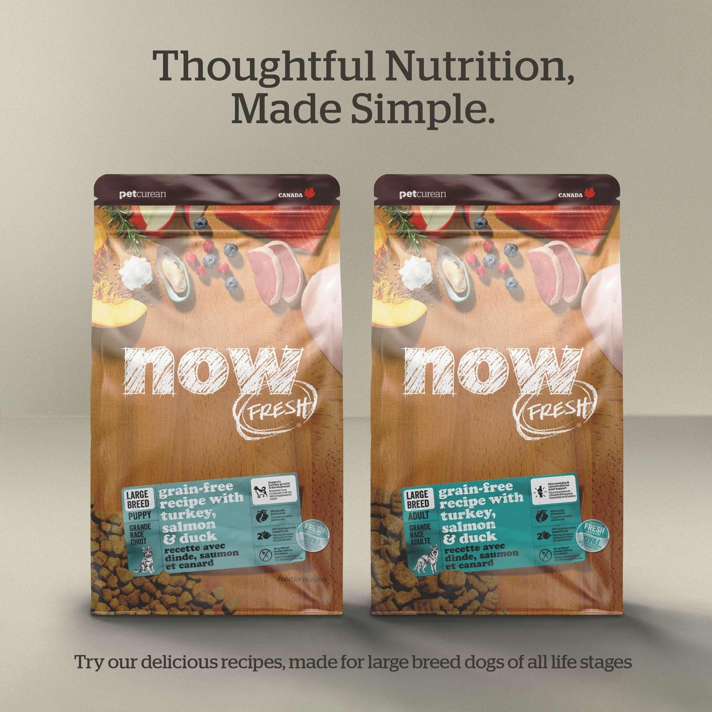 Now Fresh Grain-Free Large Breed Senior Dry Dog Food with Turkey, Salmon & Duck, Premium Kibble Made with Real Meat & Fish, Chicken-Free, Added Glucosamine & Chondroitin for Healthy Joints, 25 lb Bag