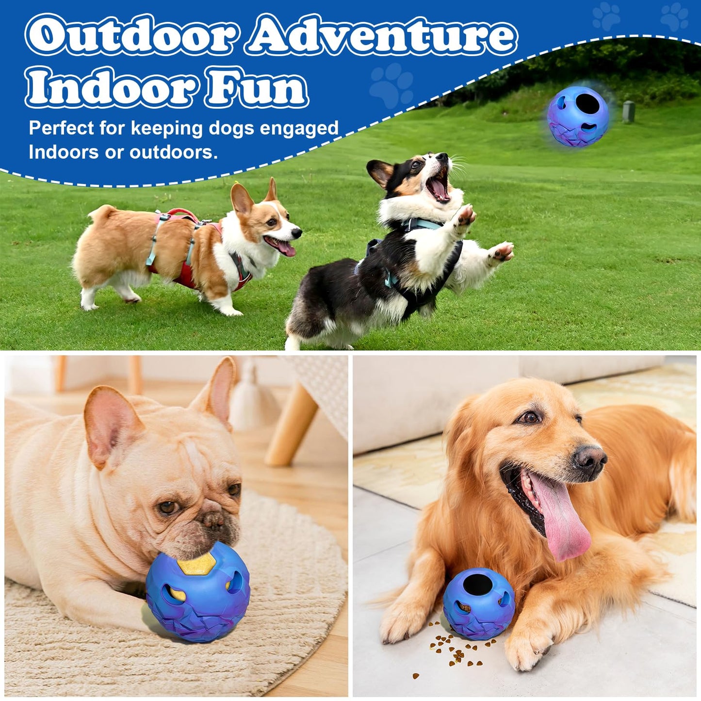 5-in-1 Dog Toy, Frozen Dog Treats to Keep Dogs Busy, Interactive Treat Dispensing Dog Toy Puzzle, Interactive Chew Toys for Puppy Small Medium Dog, Power Chewer, Durable Rubber-Easy to Clean (Small)