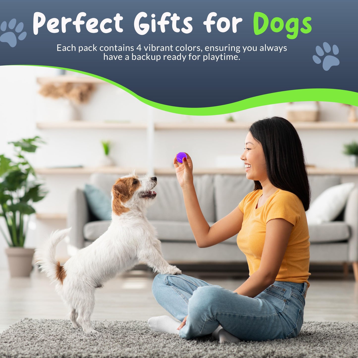 Mini Tennis Balls for Dogs 1.5 Inch - No Squeak Small Dog Balls for Small Breed and Puppies - Extra Small Interactive Fetch Toy for Dog Ball Launcher - 8 Pack