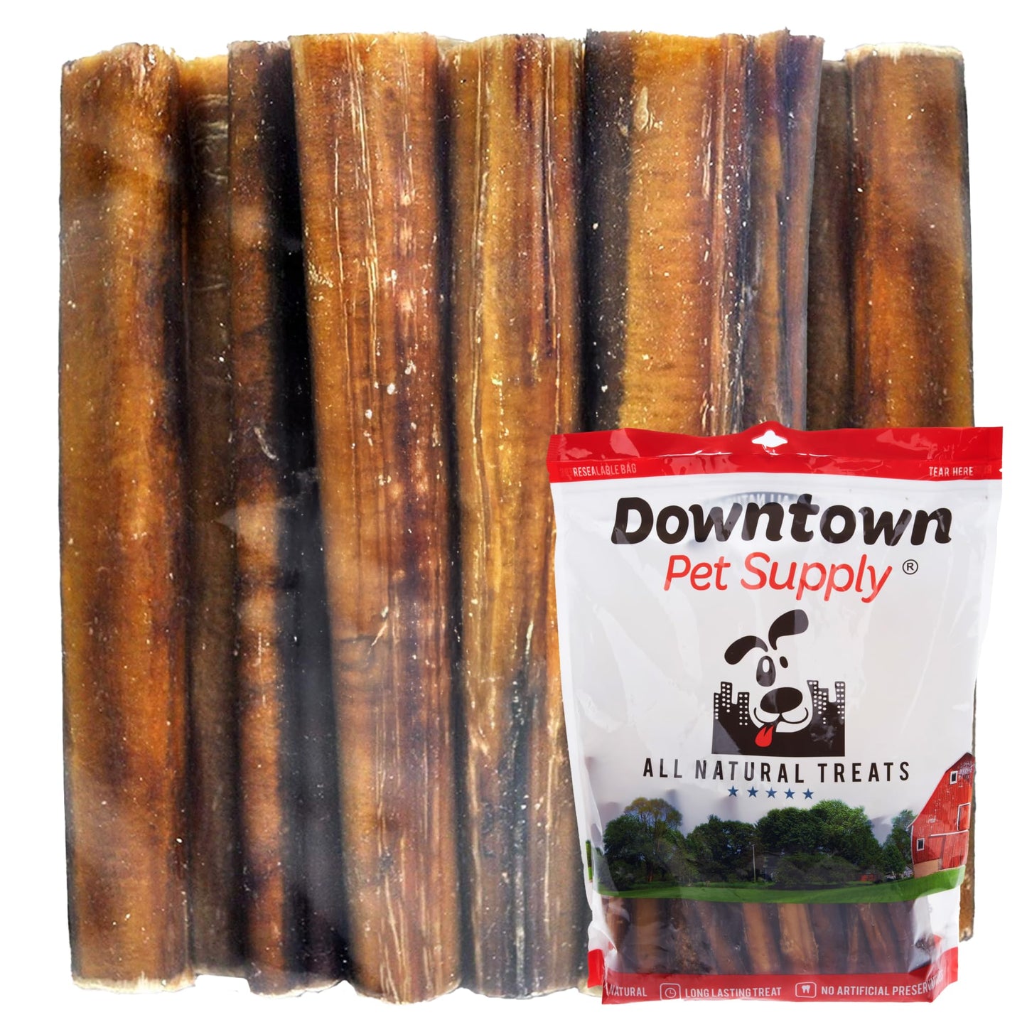 Downtown Pet Supply Bully Sticks for Dogs (6", 24-Pack, Jumbo) Non-GMO, Grain Free, Rawhide Free Dog Chews -Long Lasting and Low Odor Bully Sticks for Large Dogs