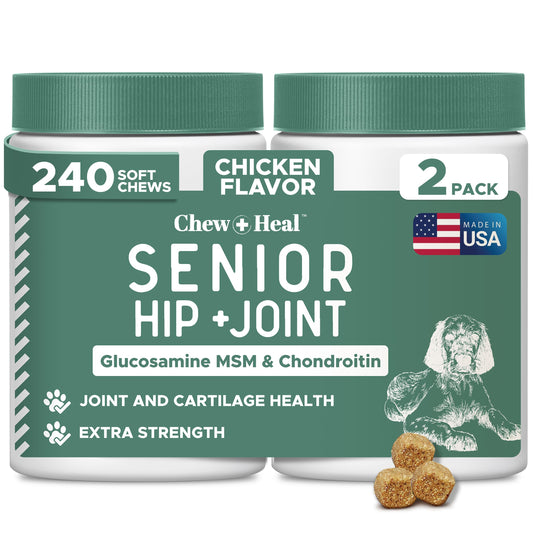 Glucosamine for Dogs Hip and Joint Supplement - 240 Soft Chews for Senior Dogs with Glucosamine, Chondroitin, MSM, Vitamin C, and Omegas - for Mobility, Cartilage, and Joint Health