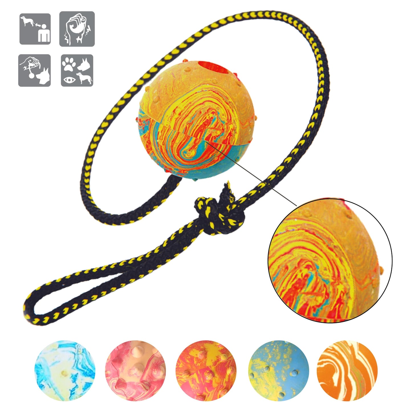 PAWFECT TOYS Rope and Ball Dog Toy - Interactive Tug of War - Durable for Small Medium Large Breeds - Tough Dog Toys to Keep Them Busy - Indestructible Dog Toy Aggressive Chewers - Dog Toys Boredom