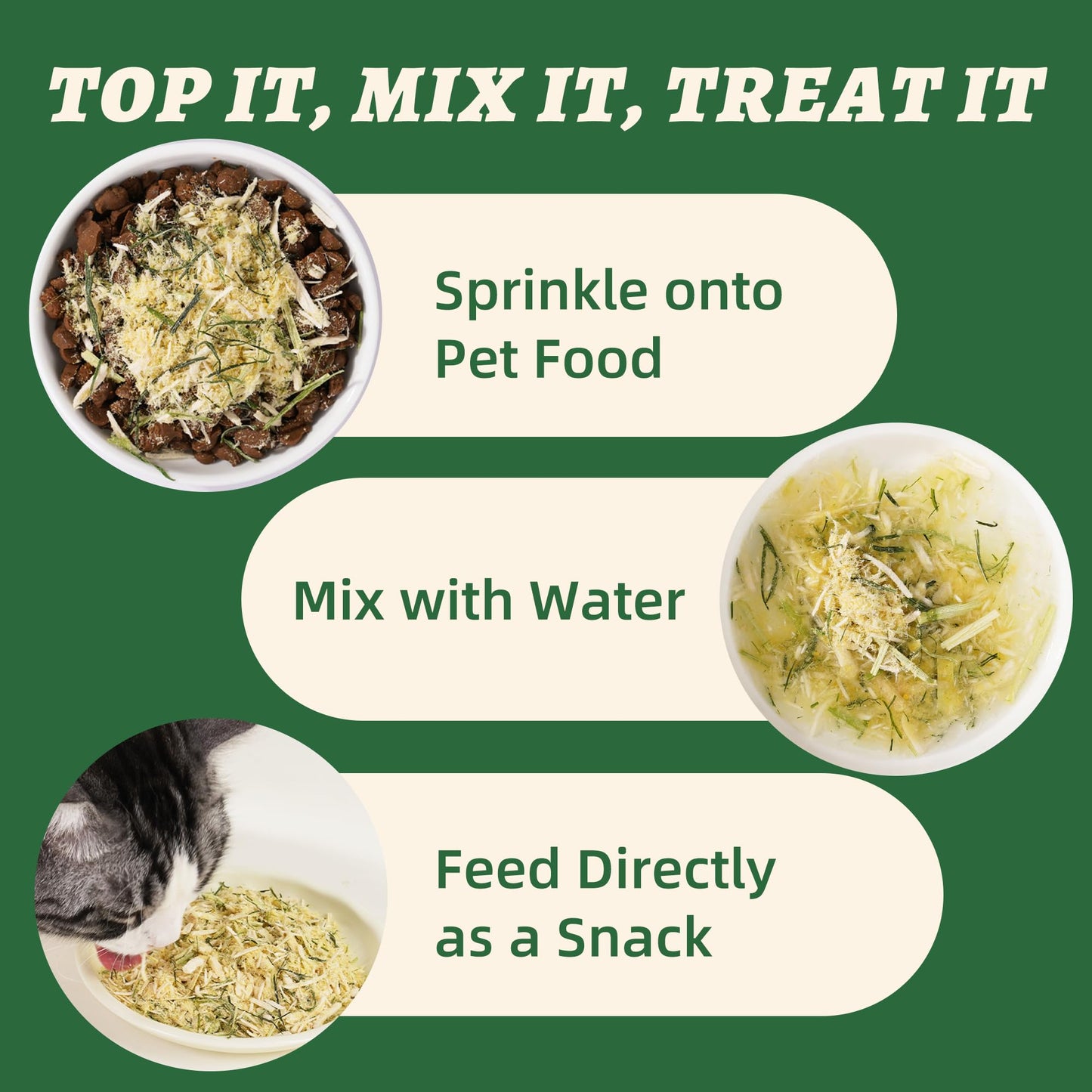 Wellix Dog & Cat Food Topper - Cat Grass Treats Freeze Dried Egg Yolk&Chicken Flavor Low Calorie - Hairball Control and Gut Health Cat Treats for Indoor Cats