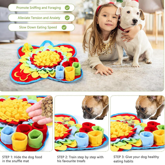 PUPTOPIA Snuffle Mat for Dogs – Interactive Dog Enrichment Toy for Nosework Training, Slow Feeding & Anxiety Relief | Durable, Non-Slip, Machine Washable Feeding Mat for Small & Large Dogs