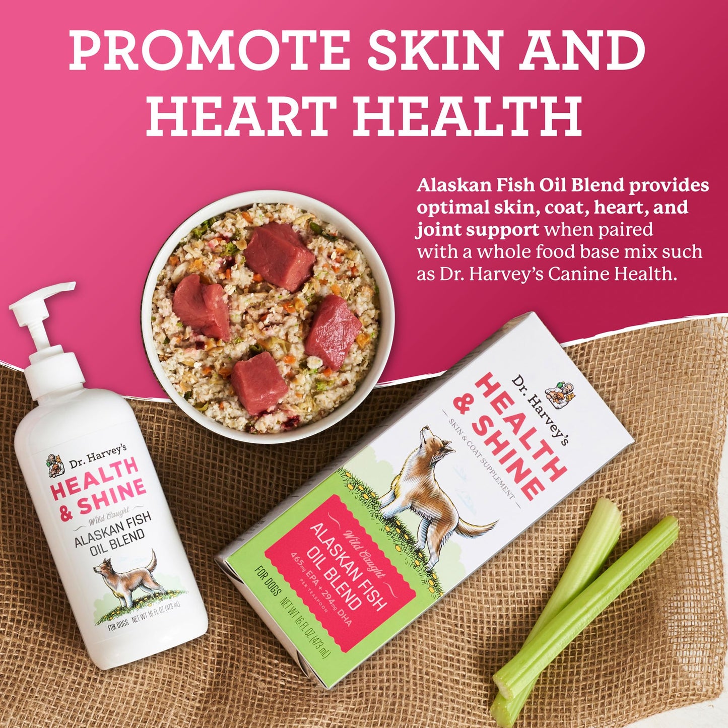 Dr. Harvey's Health & Shine Alaskan Fish Oil Blend for Dogs - Supports Healthy Heart, Brain, and Eyes (16 fl. oz.)