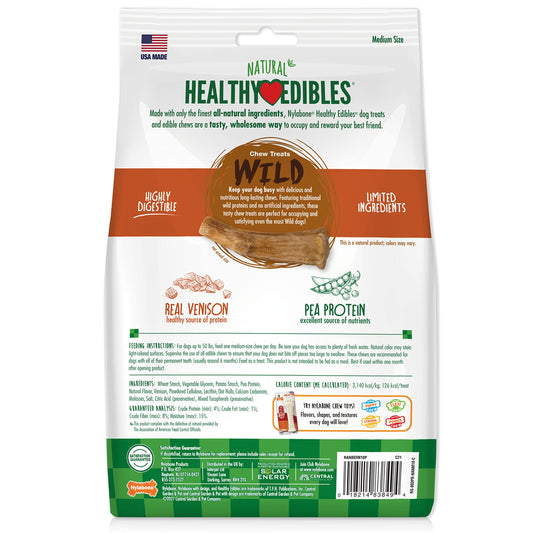 Nylabone Healthy Edibles WILD Natural Dog Chew Treats for Large Dogs, Long Lasting Dog Healthy Chew Antler Bone Made in USA, Venison Flavor, For Dogs Up to 50 lbs. (10 Count)