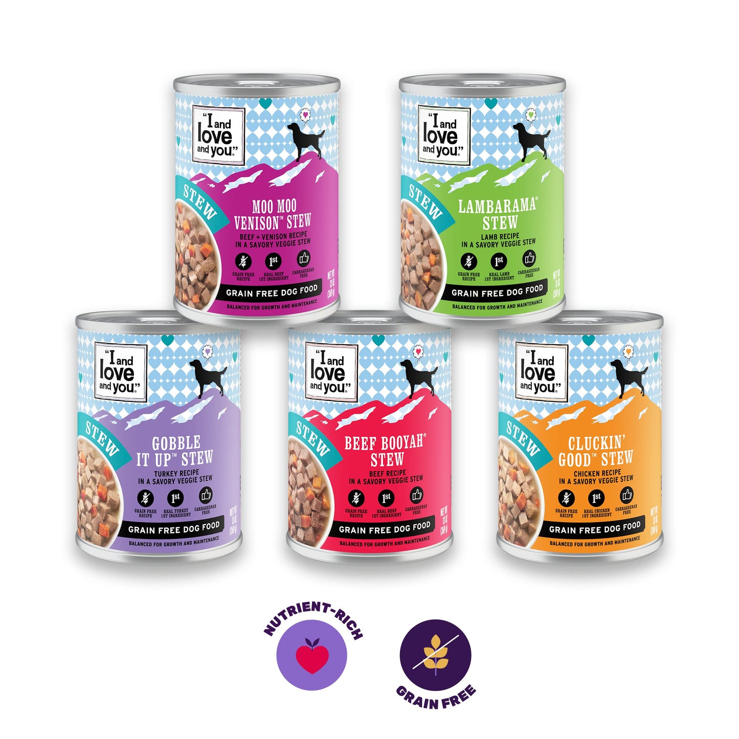 I AND LOVE AND YOU Wet Dog Food - Beef Booyah Stew - Beef Recipe, Grain Free, Filler Free 13oz can, 12pk