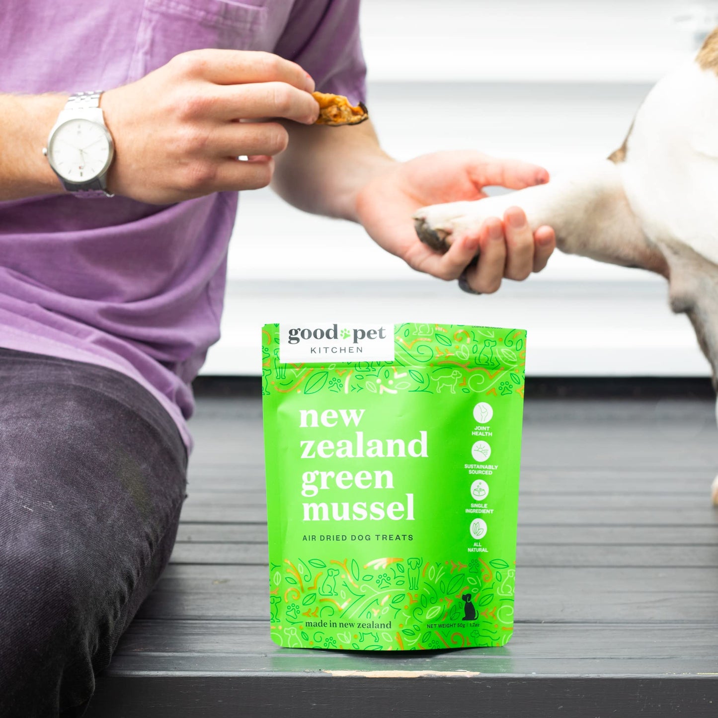 Good Pet Kitchen Pet Treats, Air-Dried, Natural, Single Ingredient Dog Treat, Grain Free, Sustainably Sourced Dog Treats, Toppers, Snacks, New Zealand Green Mussels 1.7 oz