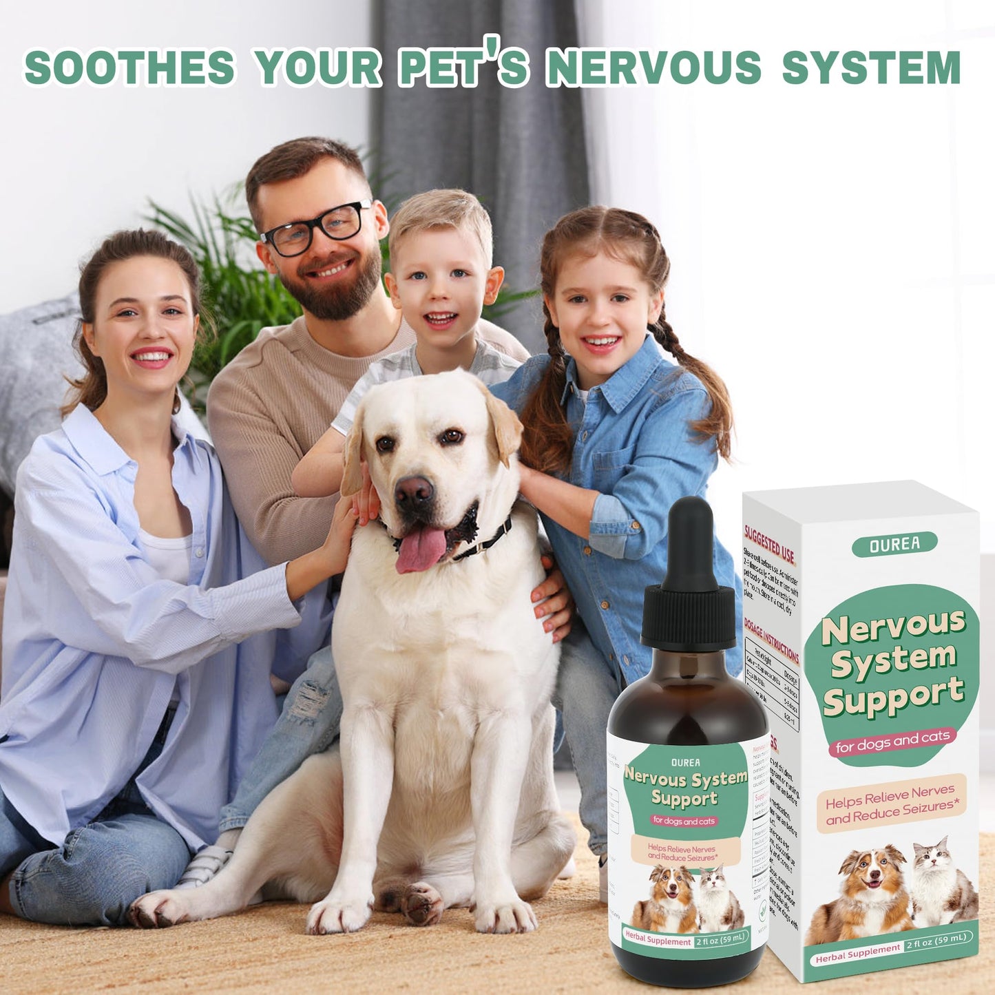 Seizure & Nervous System Support for Dogs and Cats – Herbal Drops with Valerian & Passionflower – Helps Calm Anxiety, Reduce Twitching & Support Brain Health (60mL)