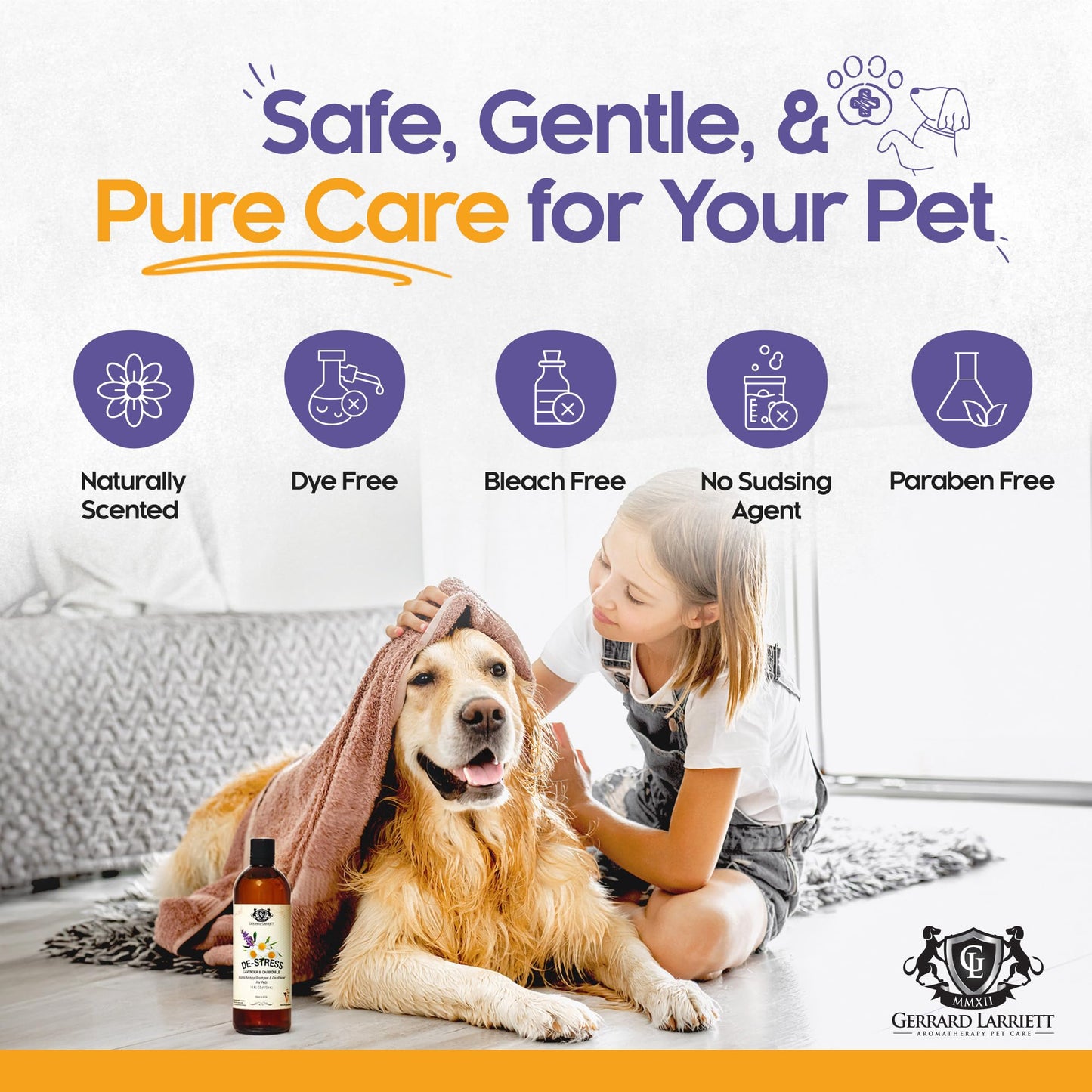 Dog Shampoo and Conditioner De-Stress Lavender & Chamomile 16 Fl Oz Dog Shampoo Itchy Skin Relief Hypoallergenic Aromatherapy Dog Shampoo for Smelly Dogs with Aloe Vera & Oatmeal by Gerrard Larriett