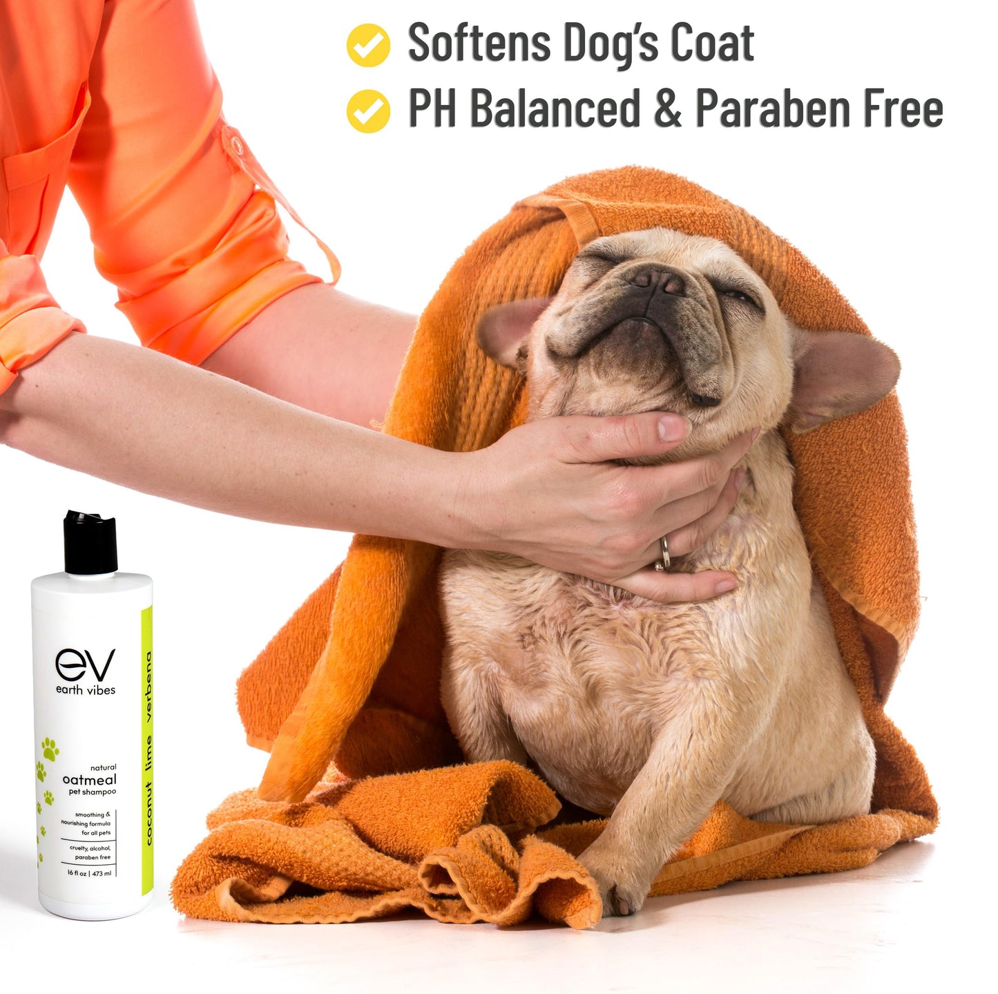 Earth Vibes Natural Oatmeal Dog & Cat Pet Shampoo & Conditioner, Dry Itchy Skin Relief for Dogs, Cats & Pets, Calming Aloe Vera, Made in USA, 16oz