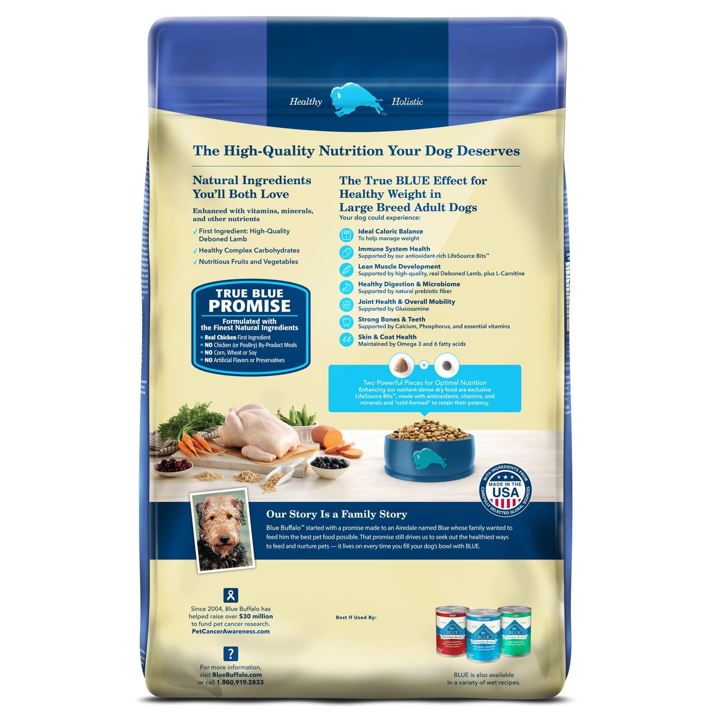 Blue Buffalo Life Protection Formula Healthy Weight Large Breed Adult Dry Dog Food for Weight Control, Made with Natural Ingredients, Chicken & Brown Rice Recipe, 30-lb Bag