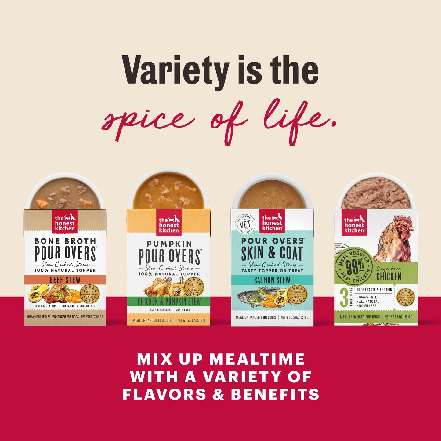 The Honest Kitchen Superfood POUR OVERS Wet Toppers for Dogs (12 Pack), 5.5 oz - Chicken Stew